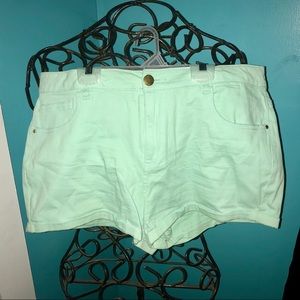 Mint green jean shorts